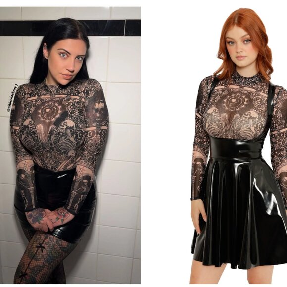 Blackmilk - Black Sacrifice Beige Sheer High Neck Longsleeve Bodysuit - Limited - Picture 5 of 15